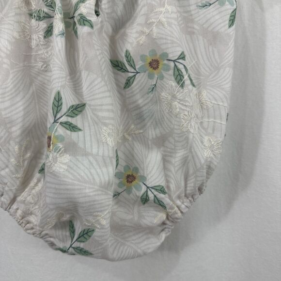 Unbranded Girls Floral Embroidered Summer Puff Sleeve Romper Size 9-12 Months - Picture 10 of 10